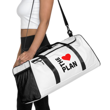 Load image into Gallery viewer, LOVE THE PLAN: White Duffle bag