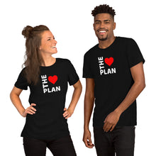 Load image into Gallery viewer, LOVE THE PLAN: Short-Sleeve Unisex T-Shirt (white text)