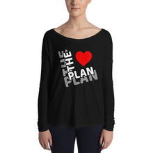 Load image into Gallery viewer, LOVE THE PLAN: Ladies' Long Sleeve Tee (black)
