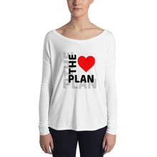 Load image into Gallery viewer, LOVE THE PLAN: Ladies' Long Sleeve Tee (white)