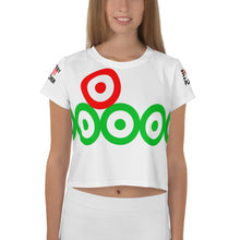 Load image into Gallery viewer, DOT WATCHER: All-Over Print Crop Tee (white)
