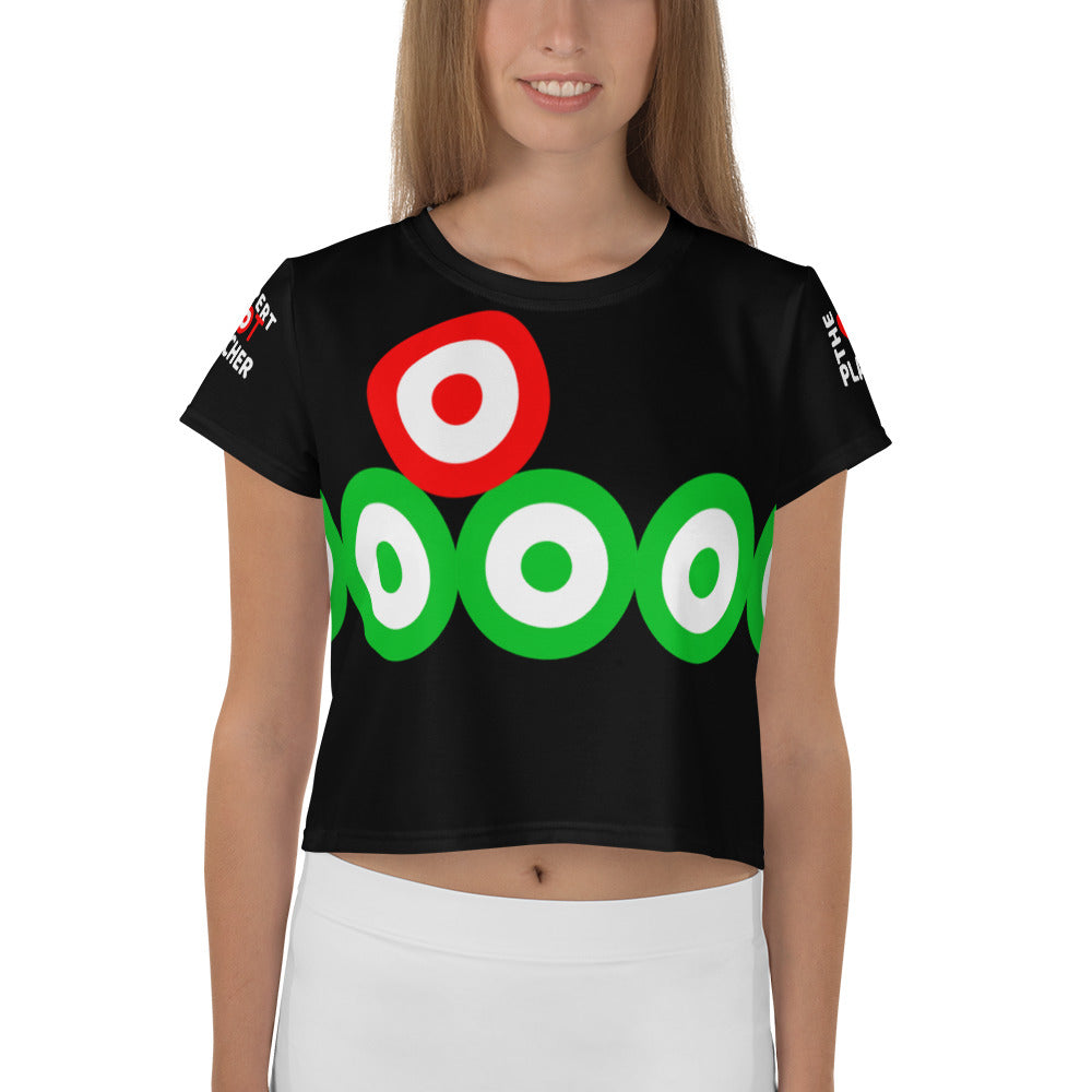 DOT WATCHER: All-Over Print Crop Tee (black)
