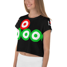 Load image into Gallery viewer, DOT WATCHER: All-Over Print Crop Tee (black)
