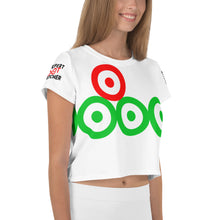 Load image into Gallery viewer, DOT WATCHER: All-Over Print Crop Tee (white)
