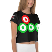 Load image into Gallery viewer, DOT WATCHER: All-Over Print Crop Tee (black)
