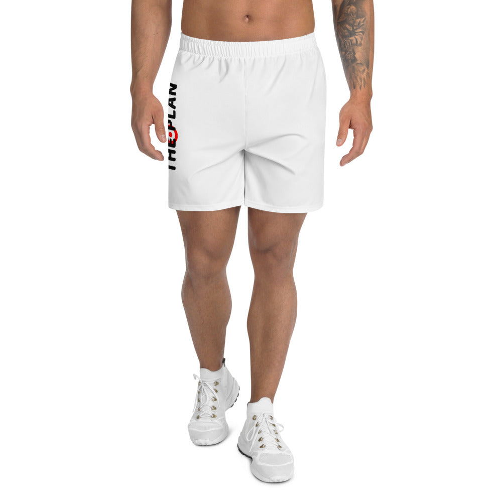 LOVE THE PLAN: Men's Athletic Long Shorts (white)