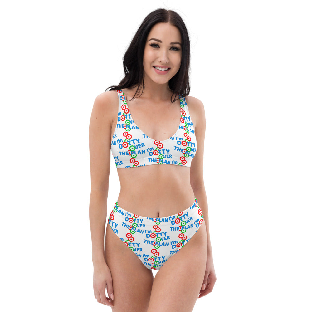 DOTTY OVER THE PLAN: Recycled high-waisted bikini (white)
