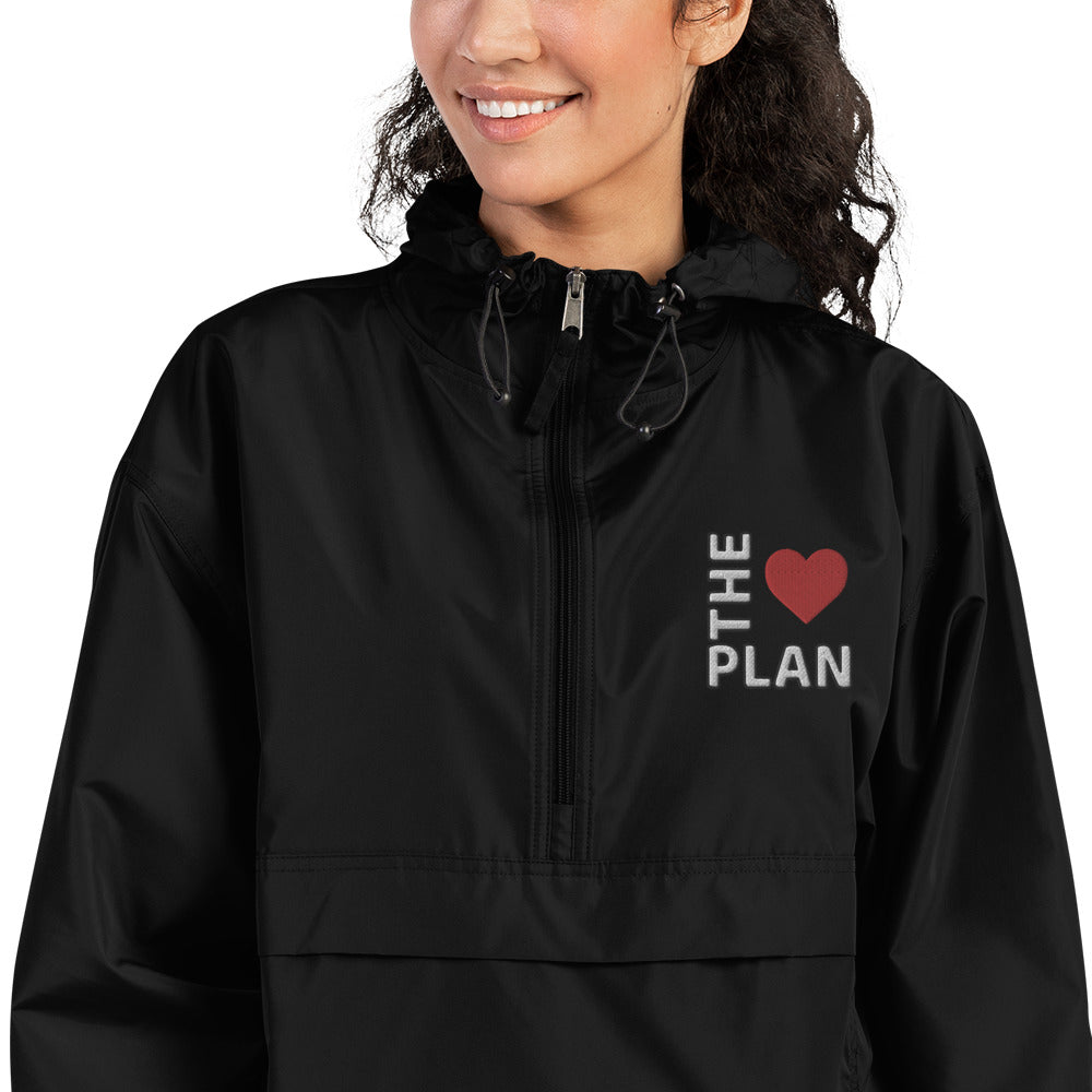 LOVE THE PLAN: Embroidered Champion Packable Jacket