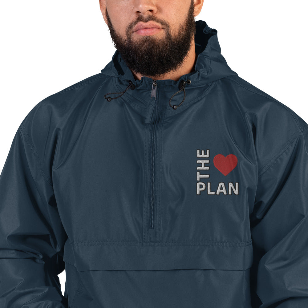 LOVE THE PLAN: Embroidered Champion Packable Jacket