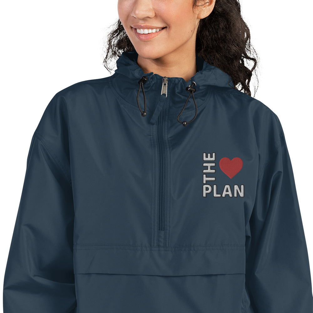 LOVE THE PLAN: Embroidered Champion Packable Jacket