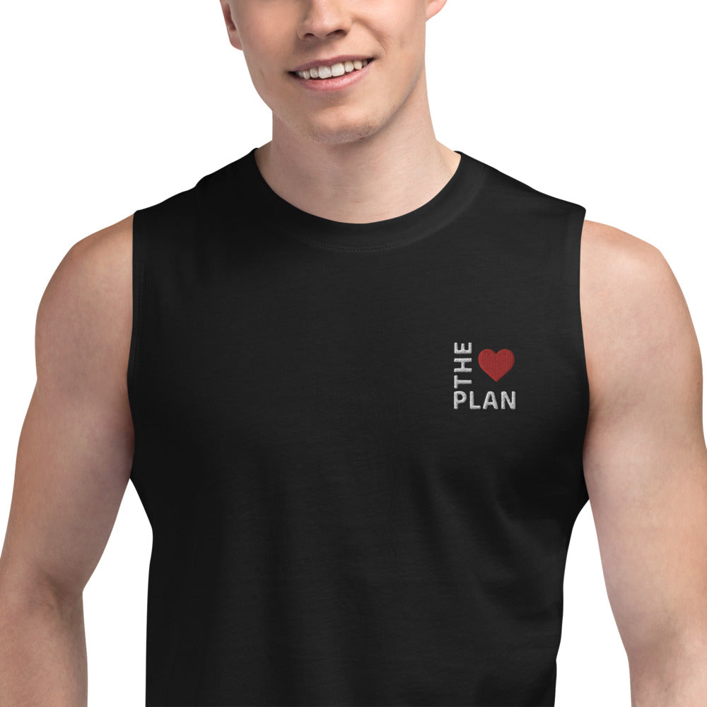 LOVE THE PLAN: Embroidered Muscle Shirt